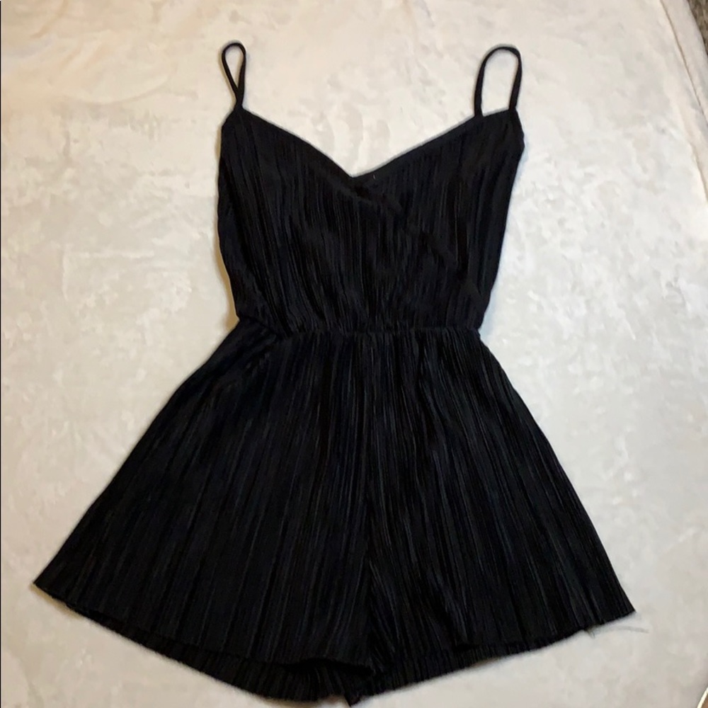 Black dressy spaghetti strap romper